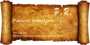 Panics Romulusz névjegykártya